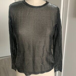 Vintage mesh black and silver long sleeve top SMALL